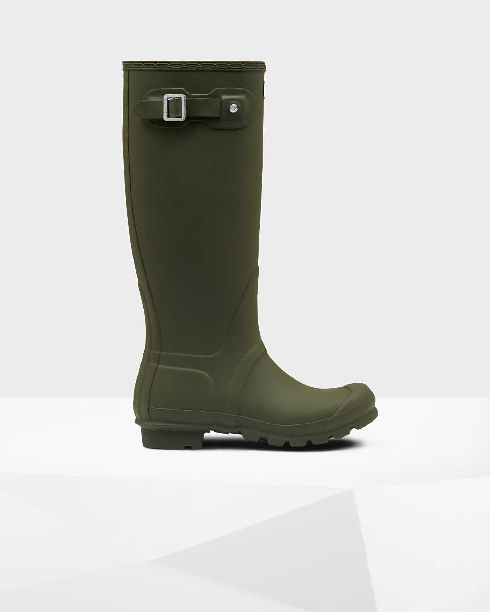 Womens Hunter Original Tall Rain Boots Dark Olive | LQVMZP-709